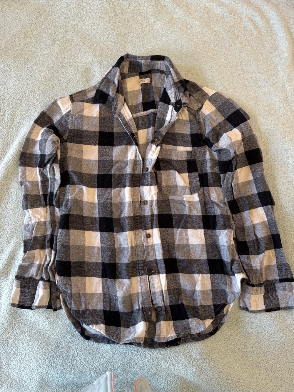 Hollister Black and White Plaid Button-Down Shirt